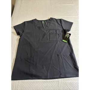 GT Performance Unisex Women's 3 Pocket V-Neck Scrub Top Steel Gray NWT Size M